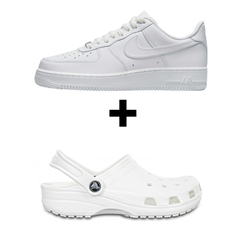 WHITE AF1 + WHITE CROCS