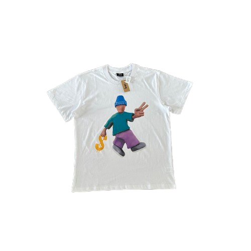 STUSSY FIGURINE WHITE SHIRT