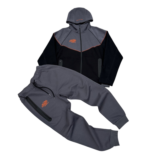 SYNA GREY AND ORANGE TRACKSUIT