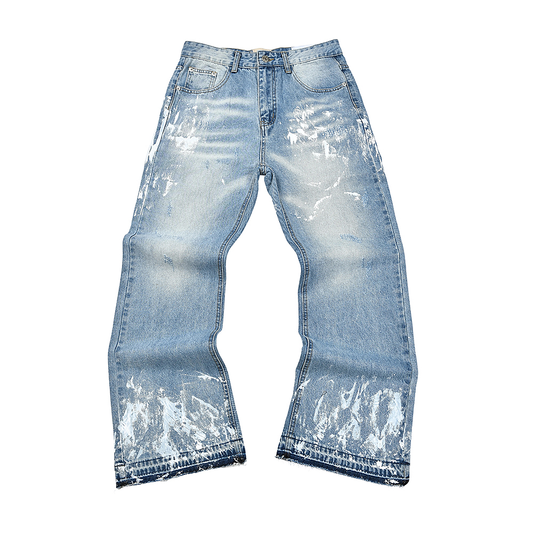 GALLERY DEPT. WHITE INK SPLASHED JEANS BLUE
