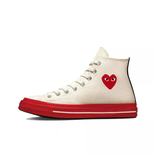 CDG X CONVERSE HIGHTOPS BEIGE REDSOLE